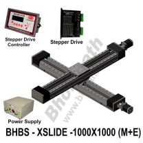 LINEAR XY HEAVY LOAD BALL SCREW SLIDES 1000X1000 MM WITH STEPPER MOTORS, STEPPER DRIVES, POWERSUPPLY & CONTROLLER