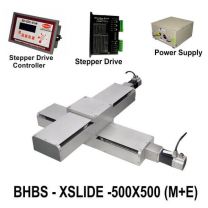LINEAR XY HEAVY LOAD BALL SCREW SLIDES 500X500 MM WITH STEPPER MOTORS, STEPPER DRIVES, POWERSUPPLY & CONTROLLER