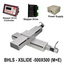 LINEAR XY LEAD SCREW SLIDES 500X500 MM WITH STEPPER MOTORS, STEPPER DRIVES, POWERSUPPLY & CONTROLLER