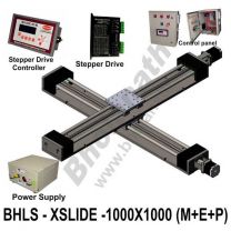 LINEAR XY LEAD SCREW SLIDES 1000X1000 MM WITH STEPPER MOTORS, STEPPER DRIVES, POWERSUPPLY, CONTROLLER & CONTROL PANEL